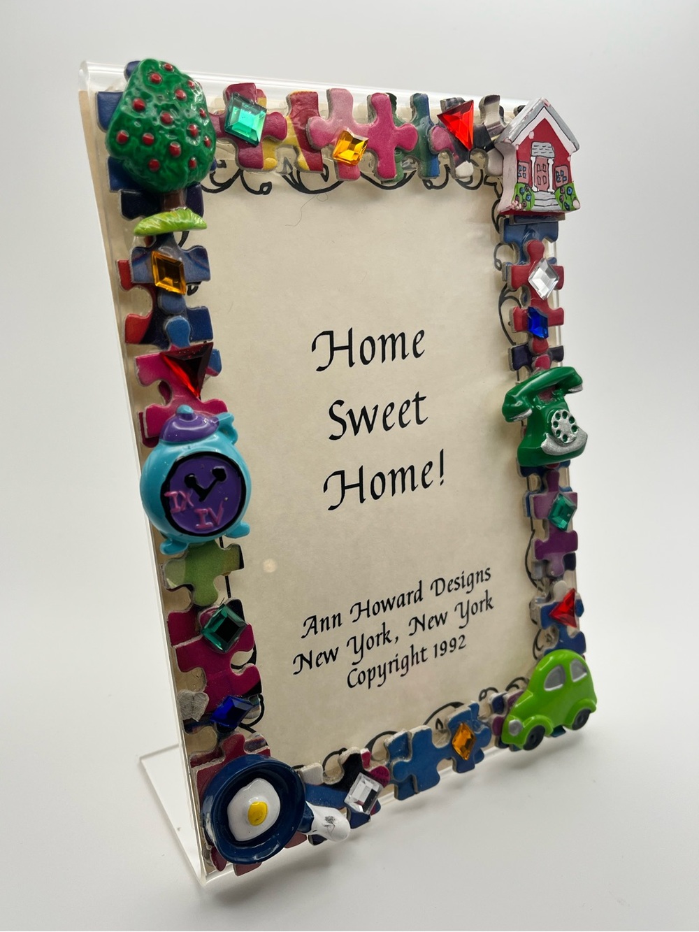 Vintage Ann Howard Designs Home Sweet Home Picture 4x6 Frame 1992 USA Puzzle